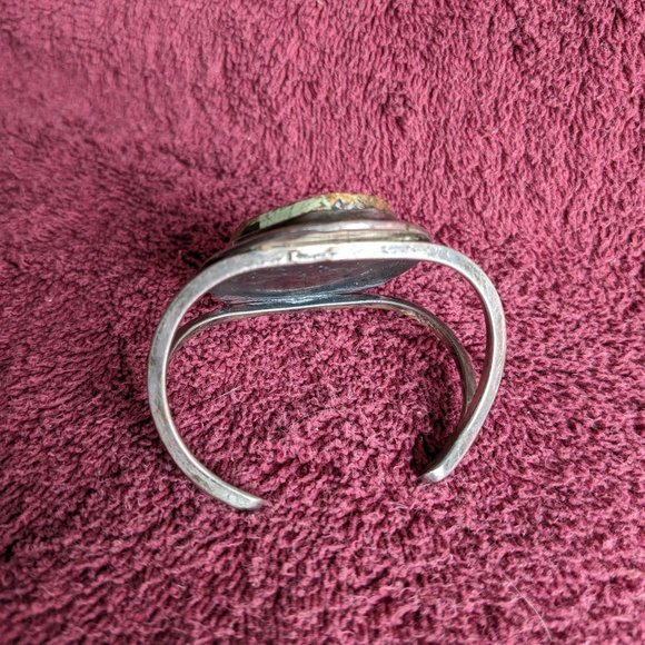 Vintage 1960's Navajo Silver Turquoise Cuff Bracelet - Picture 6 of 8